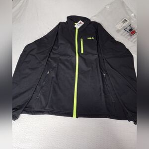 FILA Men's Black~n~Safety Yellow Peak Bonded Jacket. Large NWT..